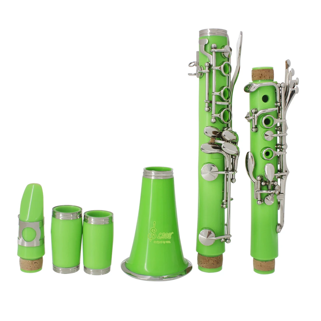 SLADE Clarinet 17 Key Falling Tune B Green Clarinet ABS Silver Plated Silver Key Bakelite Material with Accessories
