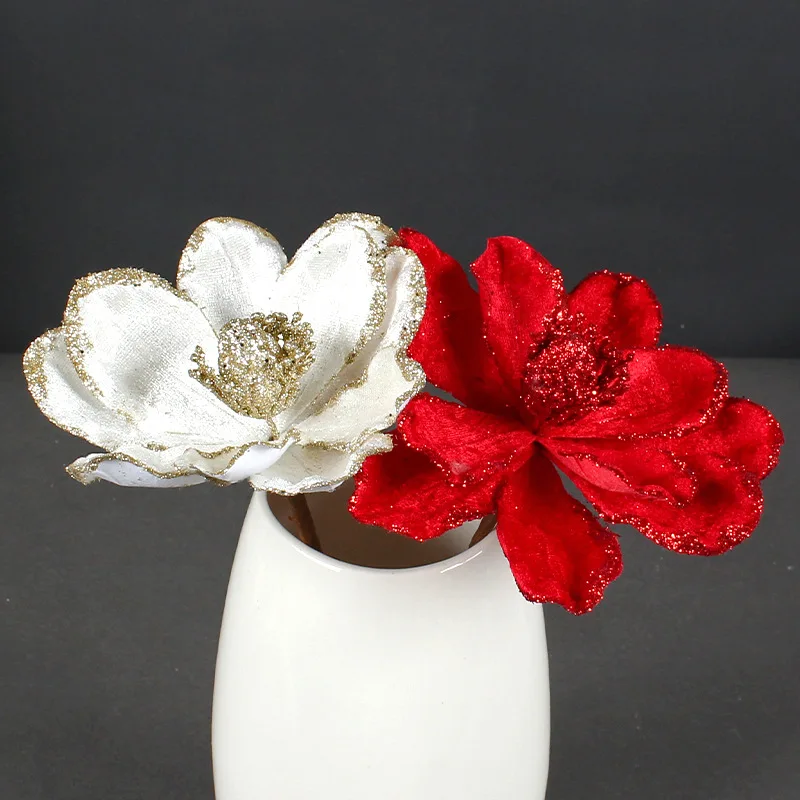 Glitter Christmas Flower Artificial Christmas Tree Decoration New Year Party Home Decoration Fake Flowers Xmas Garland Ornaments christmas decorations