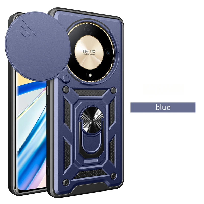 Magnetic Ring Holder Armor Case for Honor Magic5 Lite 5G - Durable Camera Protection, 6.67 Back Cover