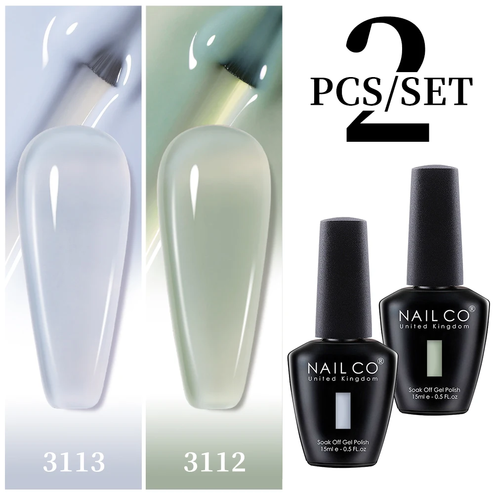 Jelly Color Gel Polish Set - Semi-Transparent Pink & Nude Shades, 15ml