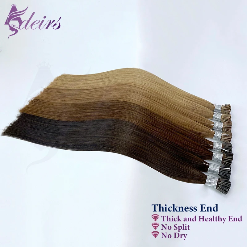 ADEIRS Virgin Hair I Tip Hair Extensions Natural Real Human Fusion Keratin Capsule Black Brown Blonde Straight