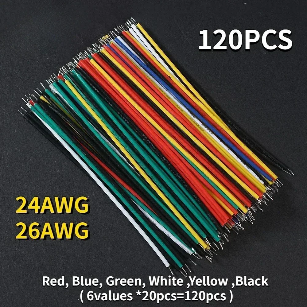 120PCS 6 Color Tin-Plated Breadboard PCB Solder Cable 24AWG / 26AWG Jumper Wire DIY Kit High-Quality Electronic Wires Diy Kits solder cable jumper wire kit