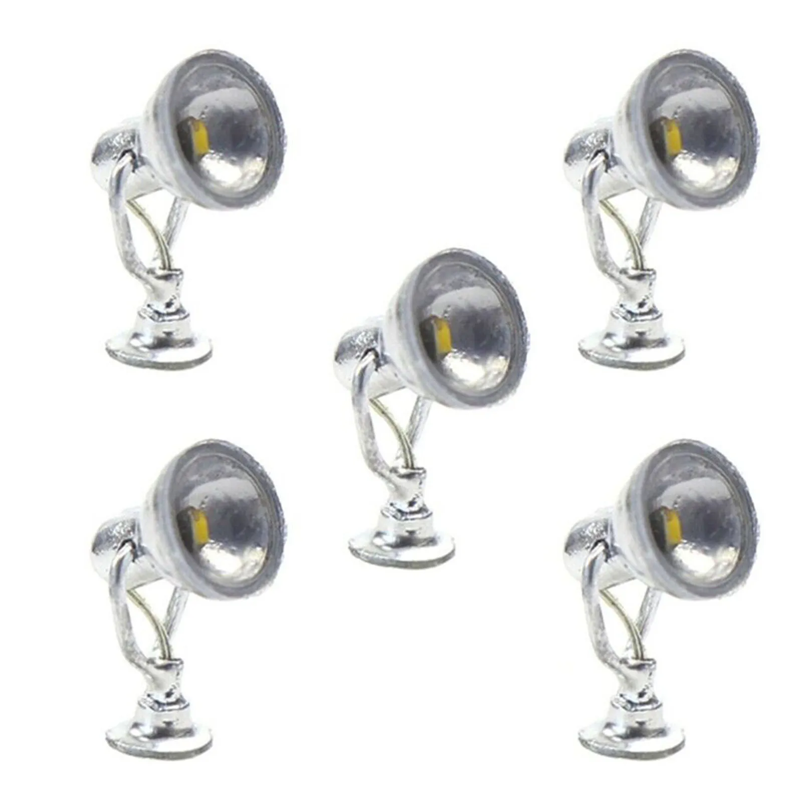 LYM20 5pcs Model Railway 187 Lamp Spotlight Flood Lights HO Scale Warm White LEDs Perfect for Nighttime Railway Scenarios