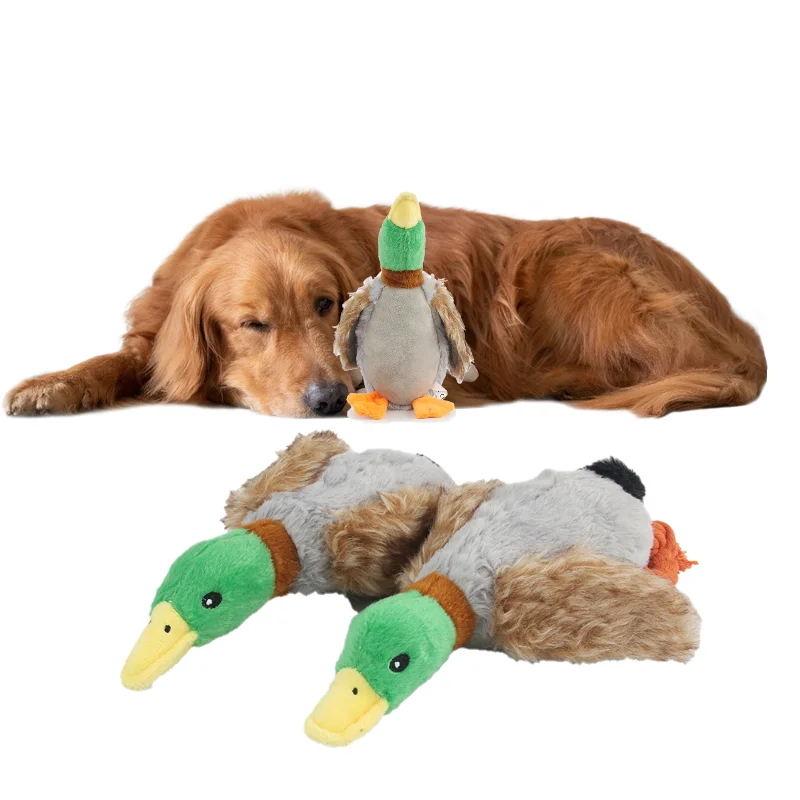 Dog Chew Toys Cute Plush Duck Sound Toy Stuffed Squeaky Animal Squeak Dog Toy Cleaning Tooth Dog Chew Rope Toys