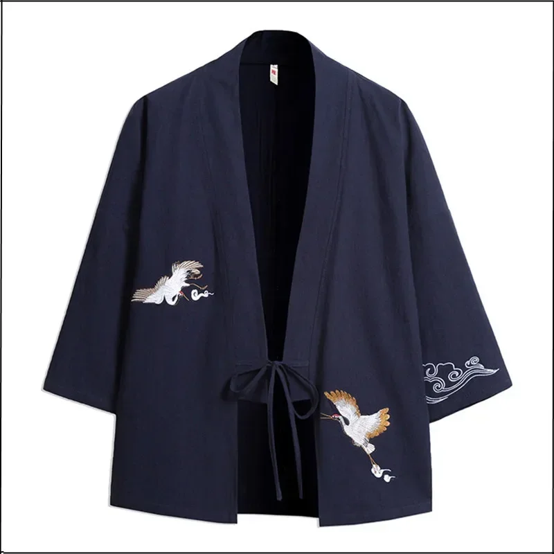 

Men Women Cardigan Chinese Dragon Traditional Japanese Clothing Asian Clothes Samurai Crane Japanese Style Kimono Haori Coat