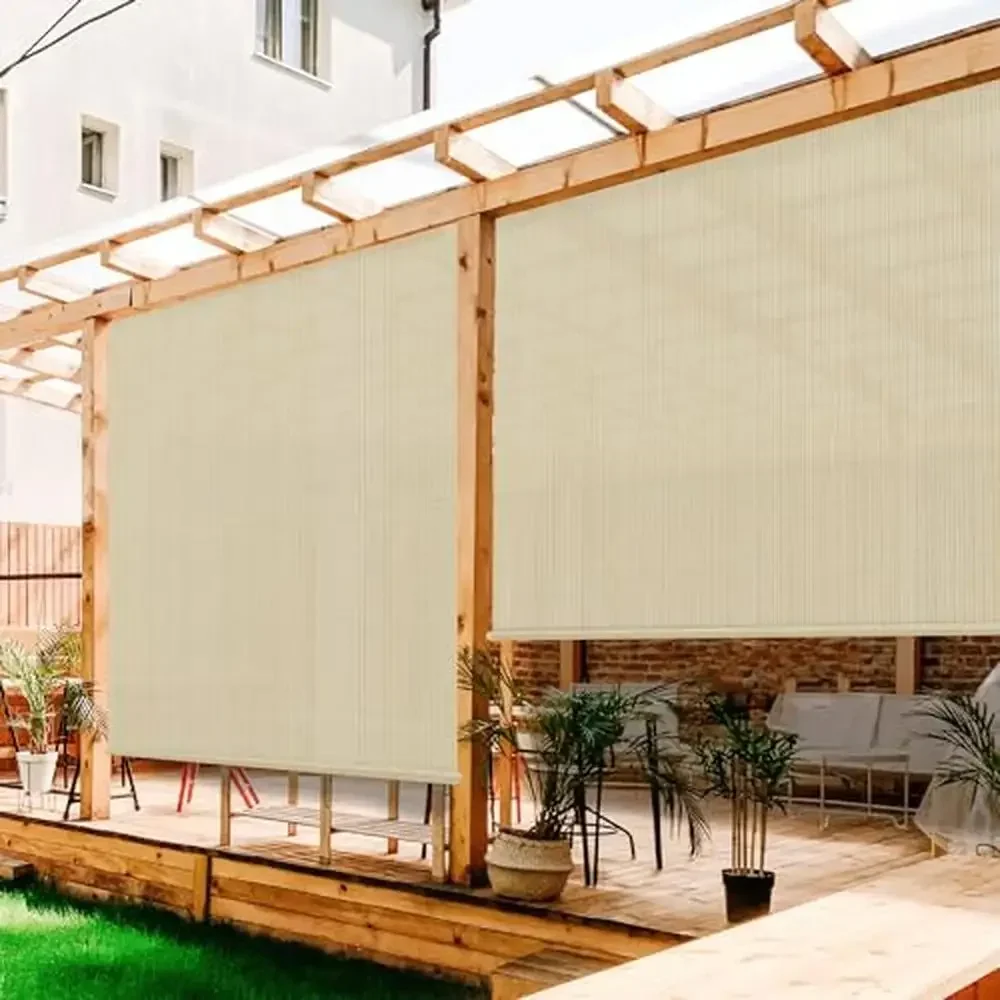 Roller Shades Window Blinds Porch Balcony Sunshade Privacy 4'W x 6'H Outdoor Patio Deck Pergola Gazebo Shade Screen UV Blocking