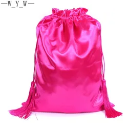 Silk Satin Human Hair Bags With Drawstring for Packaging Human Wigs,Bundles Hair Extensions and Hair Tools silk wig bag