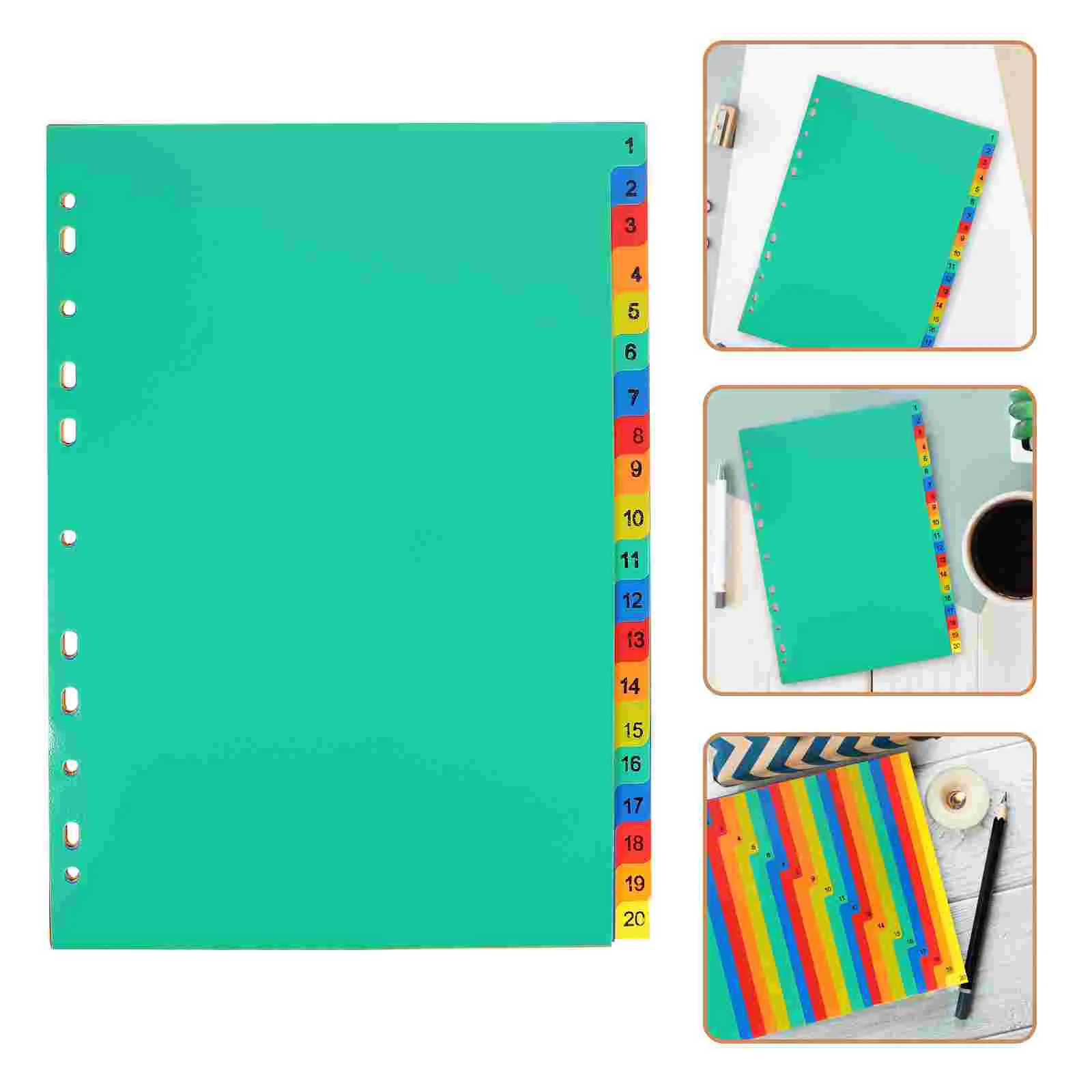 

A4 Separated Loose Leaf Punched Binder Dividers Plastic File Notepad Markers Folder Loose-leaf Page Tabs Notebook Index