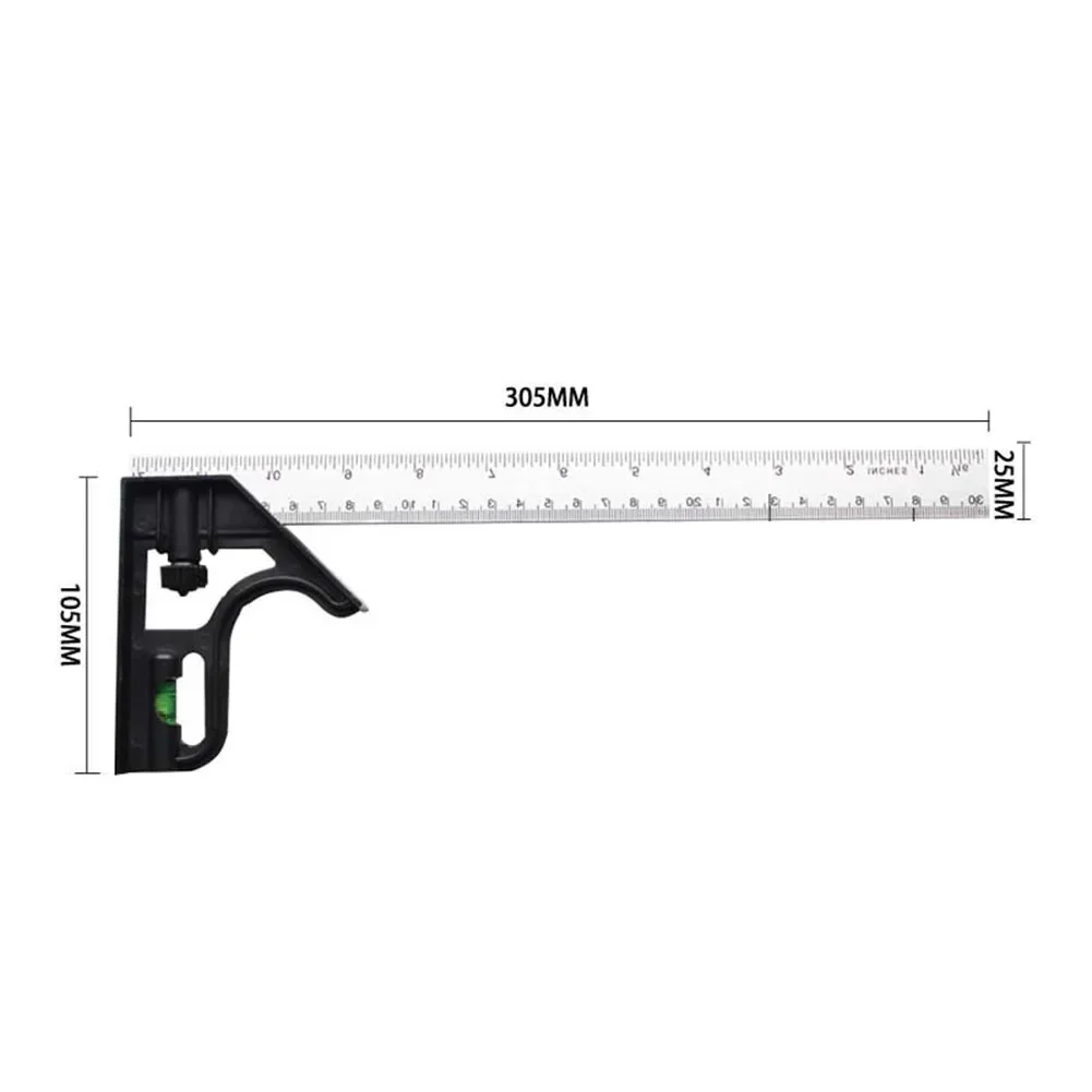 1PC Adjustable Combination Right Angle Ruler 90 Degrees With Bubble Level Gauge For Woodworking Multifunctional Measuring Tool