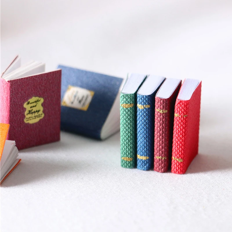 4pcs Dollhouse Miniature Mini Small Books Model Furniture Accessories Pretend Toy Dolls  Decoration Kid Gift 4
