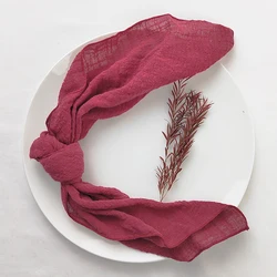 Sage Green Pure Cotton Gauze Napkin Set - 10PCS, 40x40cm, Elegant Dining & Wedding Decor (Burgundy 10pcs)