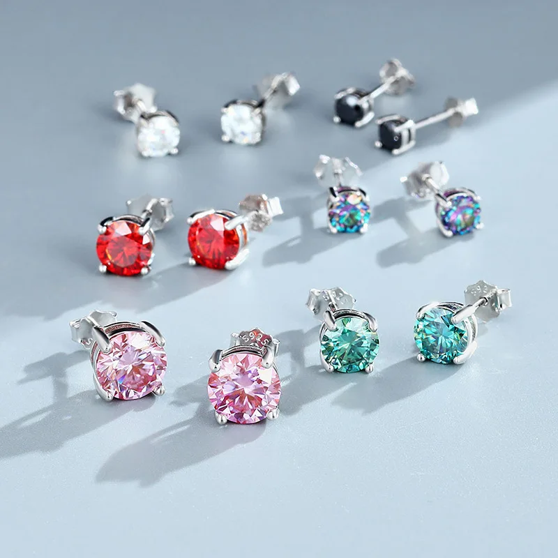 Real Moissanite Stud Earring for Women Men S925 Sterling Silver Plated 18k White Gold Sparkling Birthday Party Gift Fine Jewelry stud earrings