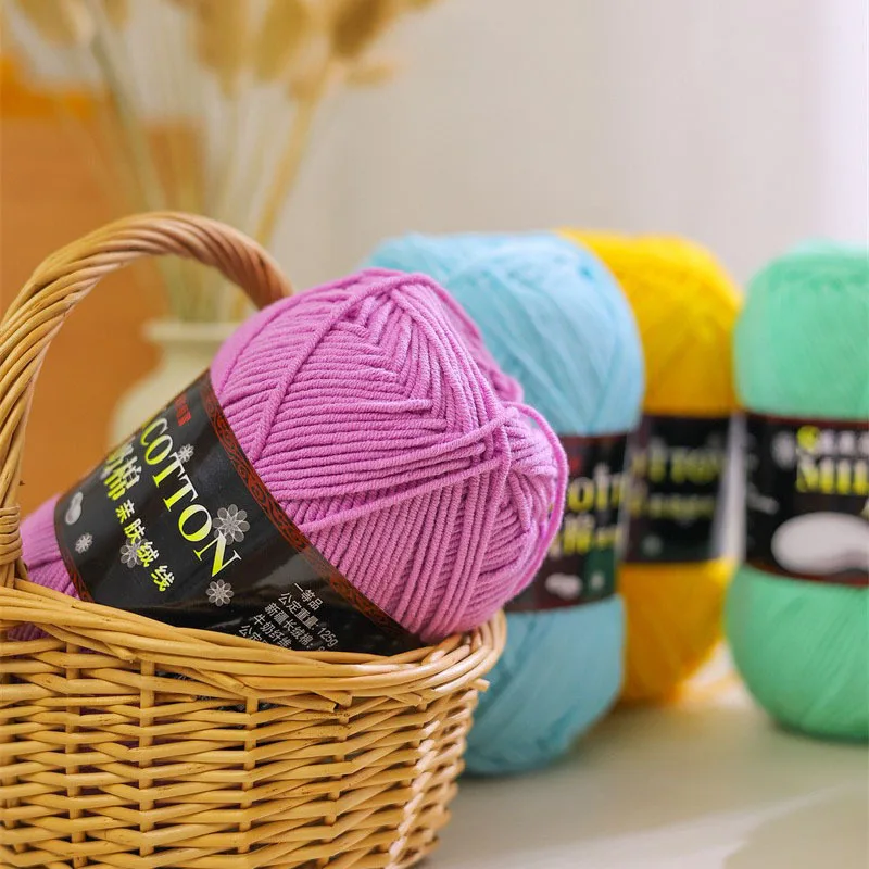 3pcs 125g/ball Fancy Milk Cotton Mixed Yarn Scarf Thread Baby Cotton Thread Wool Knitting Yarn 3