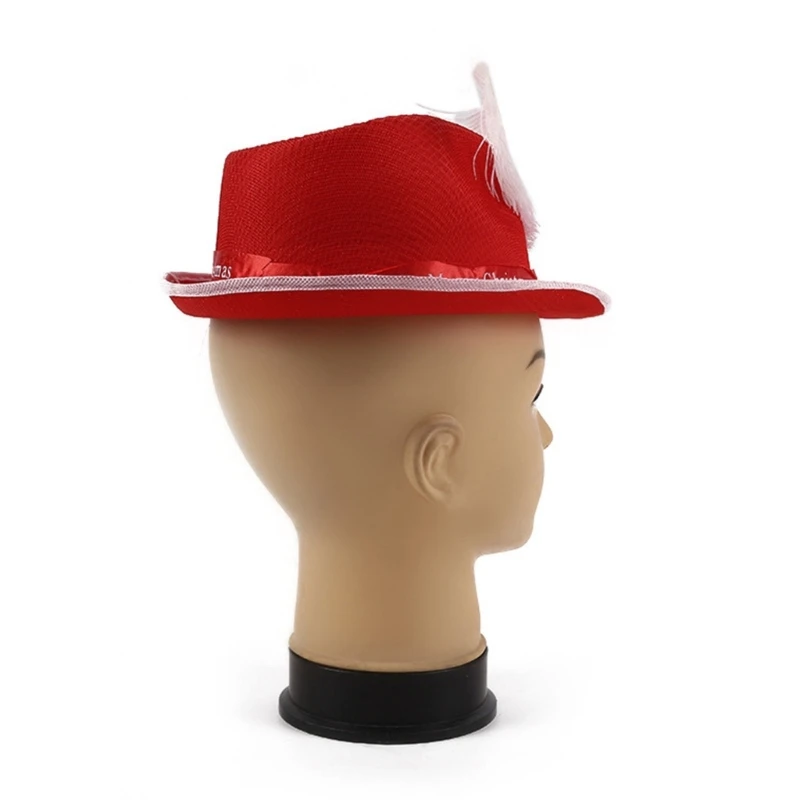 Lightweight Red Color Christmas Hats for Girls Boys Thick Cowboy Hat with Decor Felt Hat Casual Party Hats