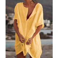 Qisin-Robe de plage 2023 coton pour femmes, tunique, cover-up pour les maillots de bain, vêtements de plage 3