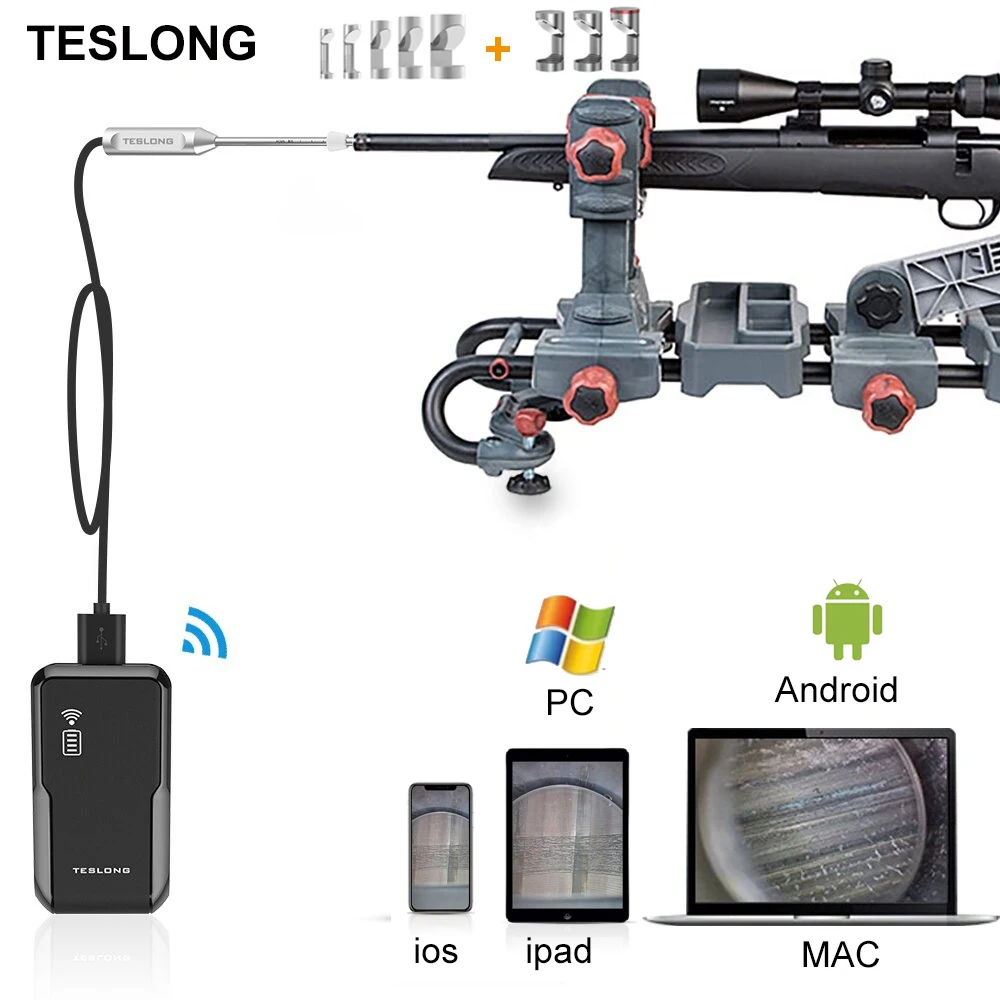 TESLONG NTG150HW 5mm Lens Rigid Rifle Borescope 26 inch Long Insertion Tube Barrel Inspection Camera for ios iPad Android PC inspection camera,mini endoscope camera,rifle borescope camera
