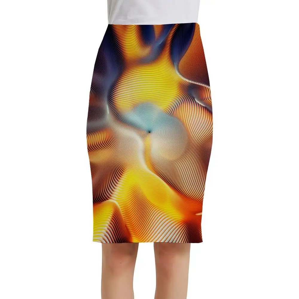 

KYKU Brand Psychedelic Skirts Women Dizziness Print Skirt Colorful Sexy Harajuku Elegant Sundresses Ladies Skirts Womens