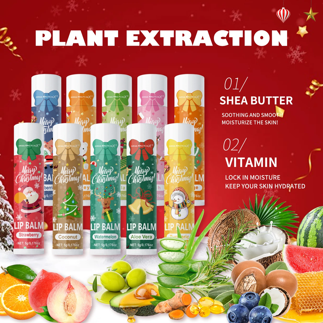 10PCS/Box Christmas gift box, lip balm set, deeply hydrating lip moisturizer, lip color brighten, gift to women 4