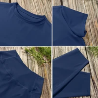 2 Pieces Women Yoga Set Workout Sportswear Gym Clothing Fitness Short Sleeve Crop Top High Waist Leggings Sport Suits - Image 6