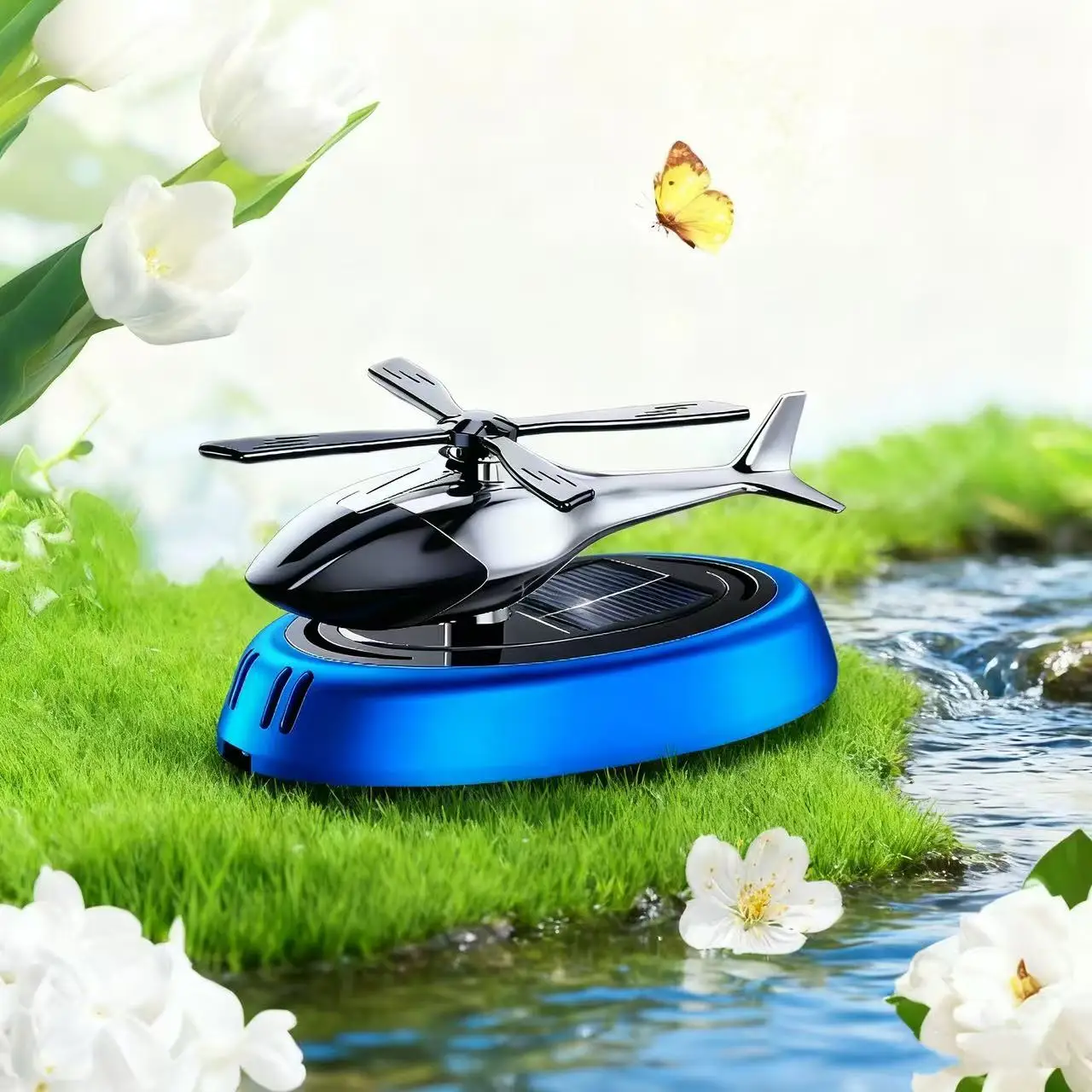 Solar-Powered Rotating Helicopter Car Air Freshener