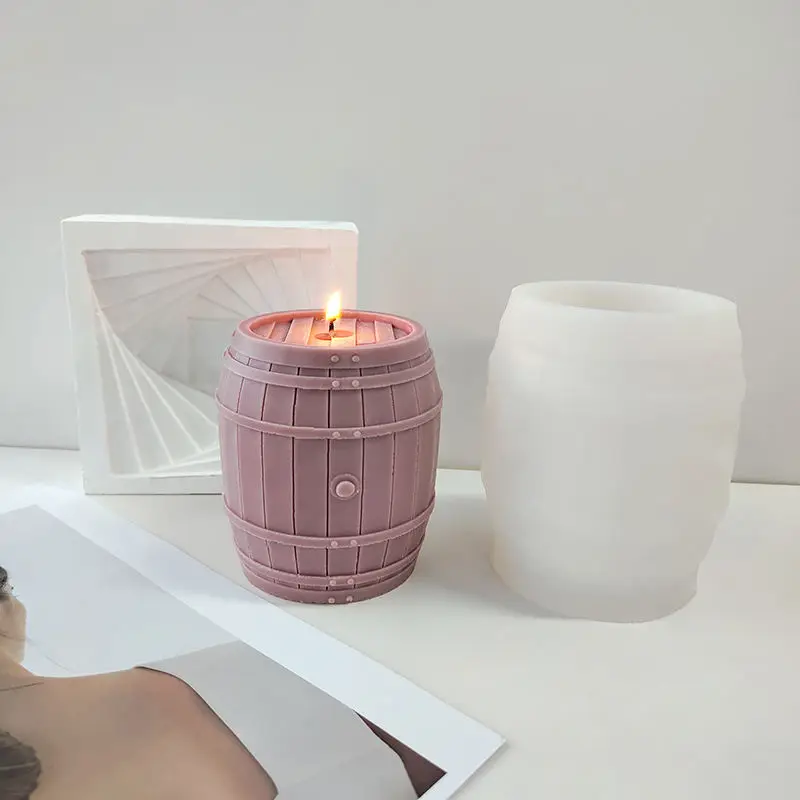 Red Wine Barrel Silicone Mold DIY Epoxy Resin Mould Luxury Whisky Barrel Vintage Rouge DIY Scented Candle Plaster Mold