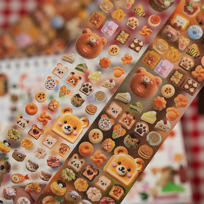 Retro Cute Y2K Glitter Die-cut Decoration Adhesive Tape Planner Handbook DIY Scrapbooking Journal Collage Material Stickers 6
