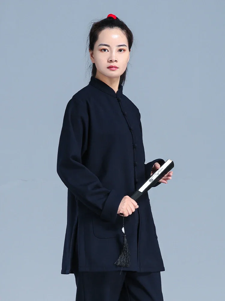 

Linen Blend Kung Fu Tai Chi Clothing Martial Arts Clothes Taijiquan Wushu Uniform Thicken Keep Warm 2022 New Style