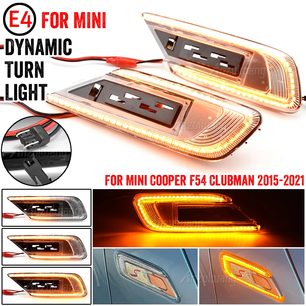 

2Pcs For Mini Cooper F54 Clubman 2015 2016 2017 2018 2019 2020 Dynamic Sequential LED Side Fender Marker Light Lamp Indicator