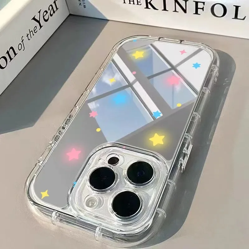 Colorful Stars Mirror Soft Clear Phone Case - Simple Design
