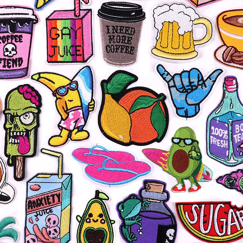 

Fruit/Food/Drink Embroidery Patch DIY Cartoon Patch Sew Applique Iron On Patches For Clothing Thermoadhesive Patches On Clothes