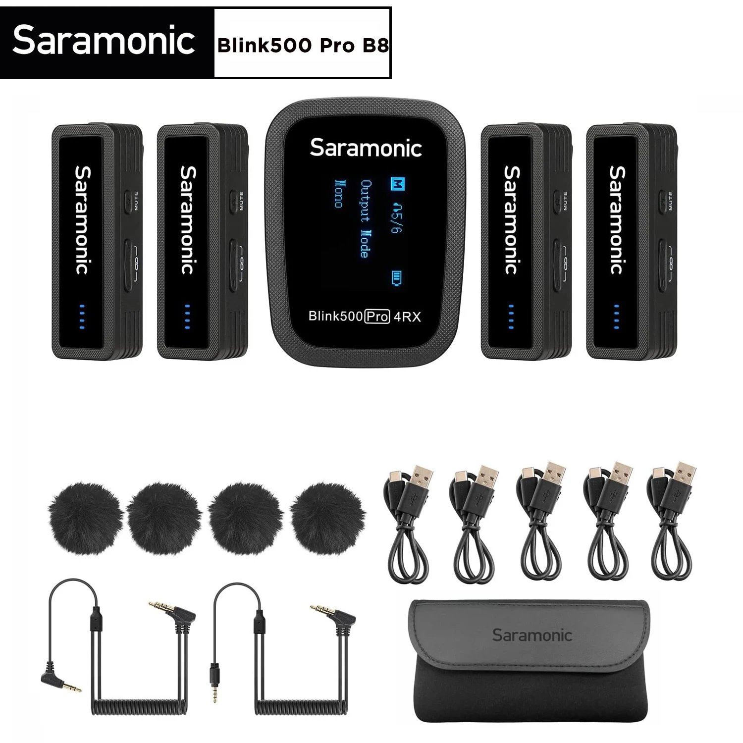 Saramonic Blink500 Pro B8 전문 무선 라발리에 스튜디오 마이크 시스템, 아이폰 스마트폰 PC 카메라 방송 브이로그