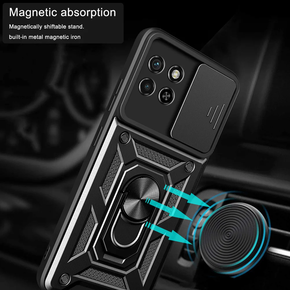 Armor Hybrid Metal Rotating Ring Back Cover with Camera Protection