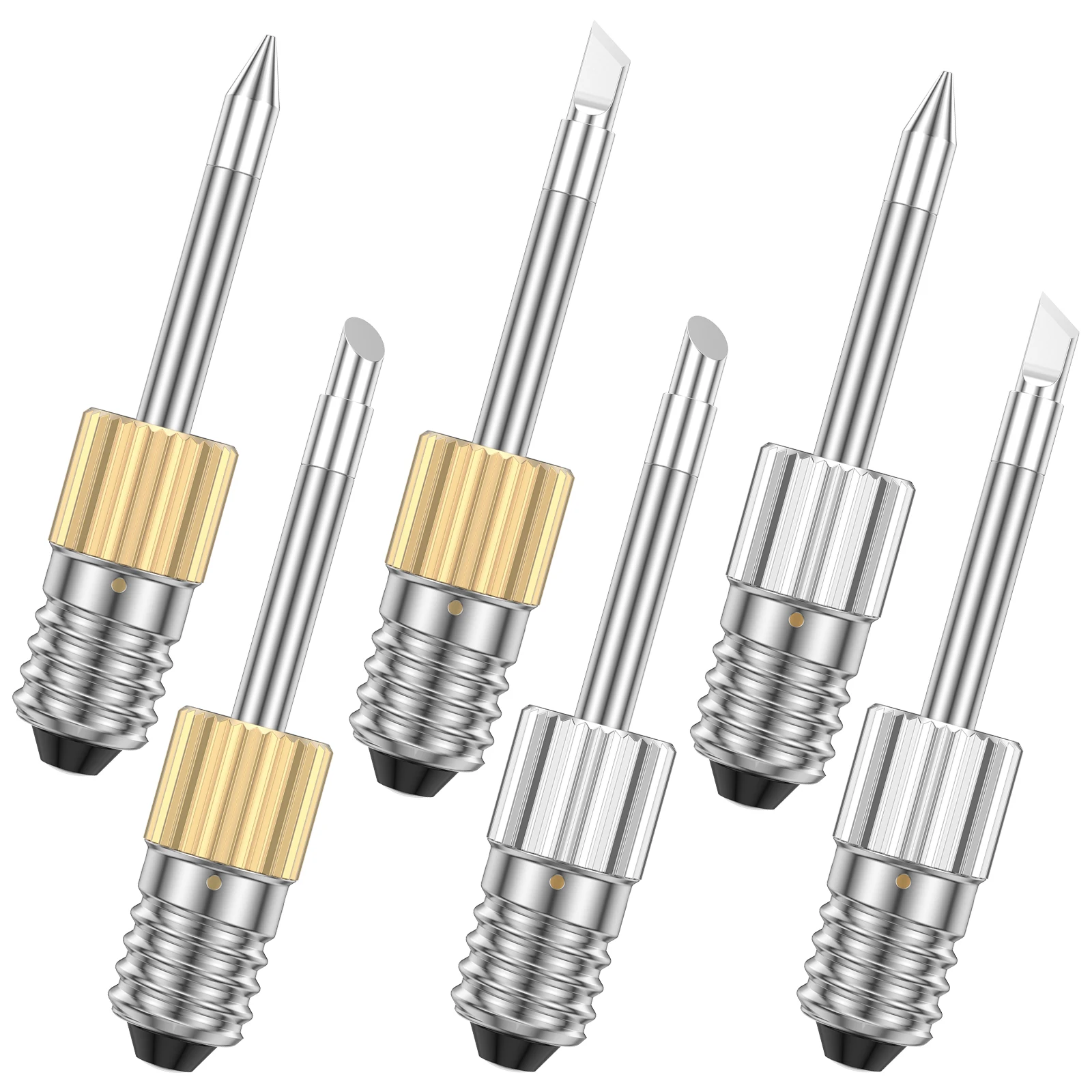 

6Pcs Electric Soldering Iron Tips Set E10 USB Soldering Iron Replace Tip 3 Styles Metal Portable Soldering Tips Heat-Resistant