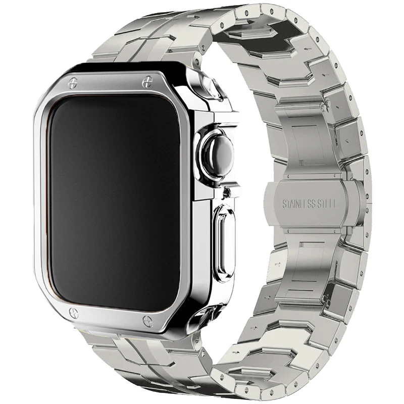 Premium Stainless Steel and TPU Apple Watch Strap with Case