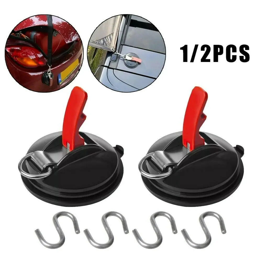 1/2Pieces Heavy Duty Suction Cup Anchor With Securing Hook Tie Down Camping Tarp Auto Outdoor Tools