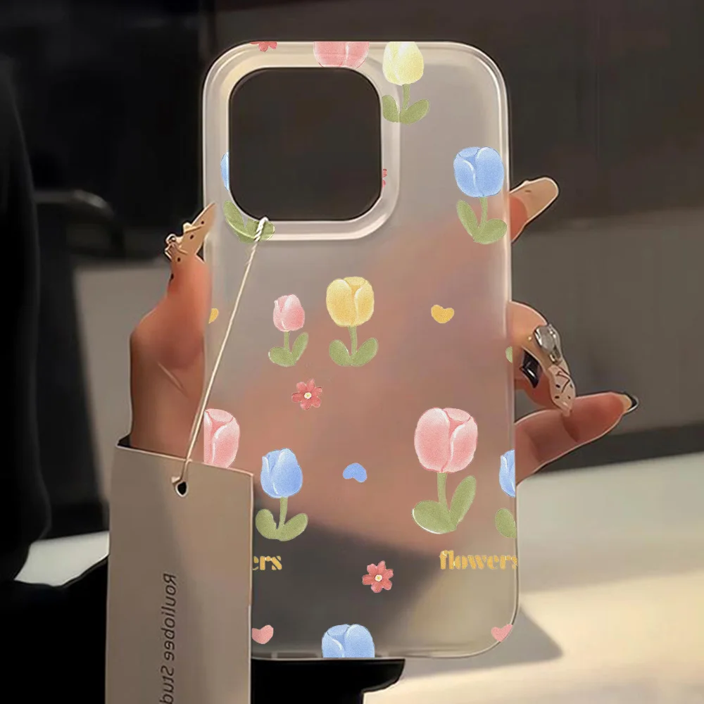 thumbnail image 1 of Funda de flores de lujo para iPhone 15 Pro Max Fundas para iPhone 11 14 Pro Max 12 13 Mini 16 Plus Fundas protectoras suaves mate Funda, 1 of 5