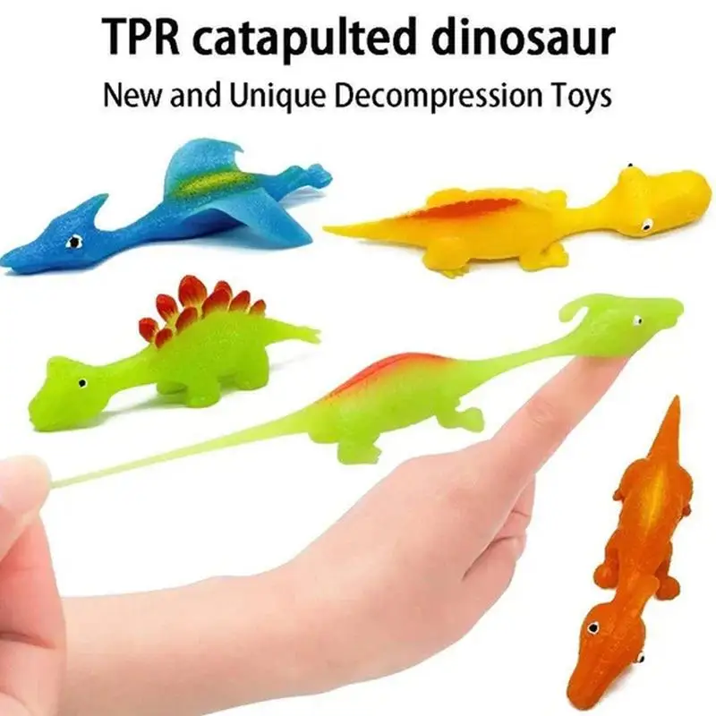 Finger Slingshots for Kids Dinosaur Shape Dino Figures Sling Shot