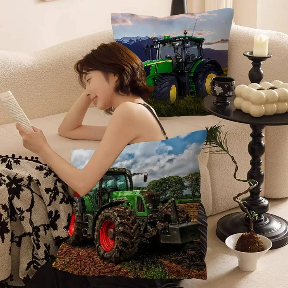 자동차 트랙터 장 방 인테리어 베개 커버 홈 데코 침실 소파 침대 베개 커버 45x45