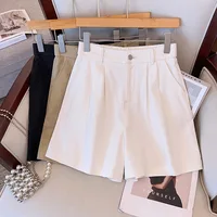 150Kg Plus Size Women's Hip 150 Summer High Waisted Loose Casual Wide Leg Shorts Black White Khaki 4XL 5XL 6XL 7XL 8XL 9XL
