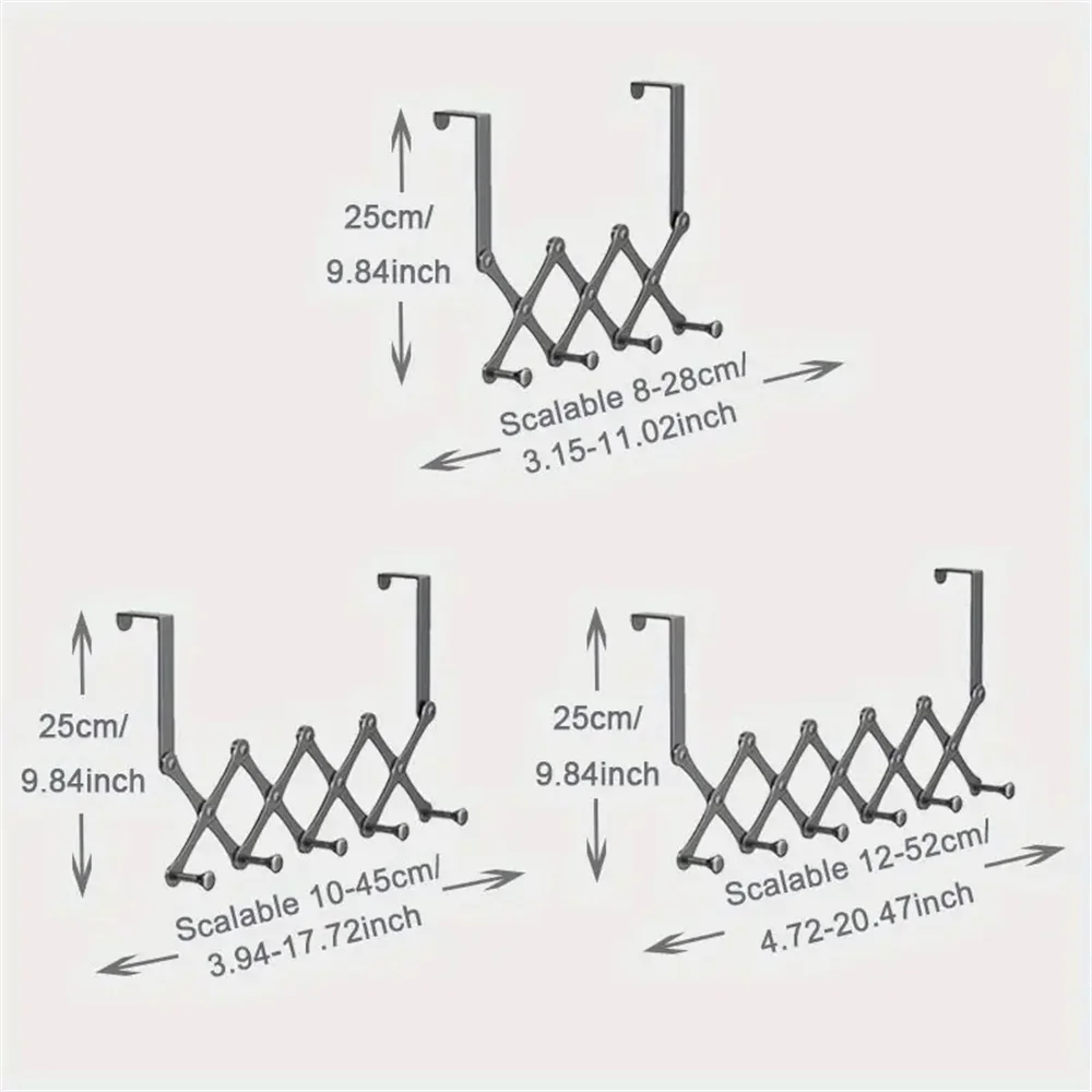 1pc Metal Door Back Foldable Wall Mounted Clothes Storage Hook-Holeless Telescopic Hook Suitable for Bedroom storage hook door hook