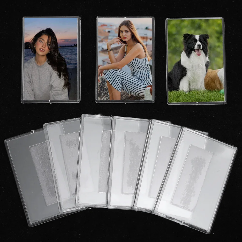 Magnetic Photo Holders Transparent Magnet Photoes Holders Acrylic Refrigerator Magnetic Display Holder Home Pictures Organizer DIY Decorative Products