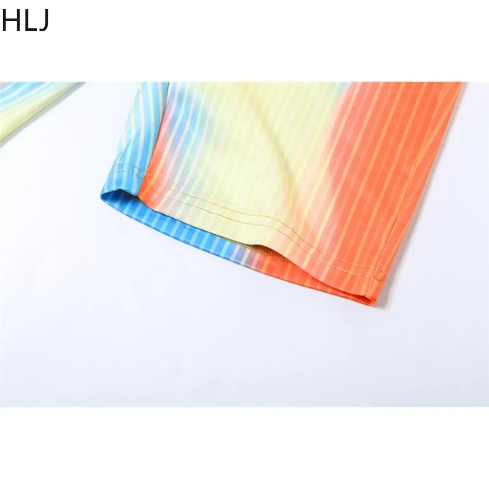 HLJ Fashion Gradient Printing Sporty Bodycon Rompers Women Round Neck Sleeveless Slim Jumpsuits Summer New Female Overalls 2024