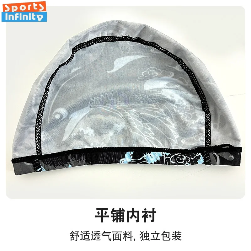 Fashion Adult Swim Cap Unisex Flame Printed Swimming Cap Comfortable Non Slip Fabric Swimming Caps Swimming Accessories 2