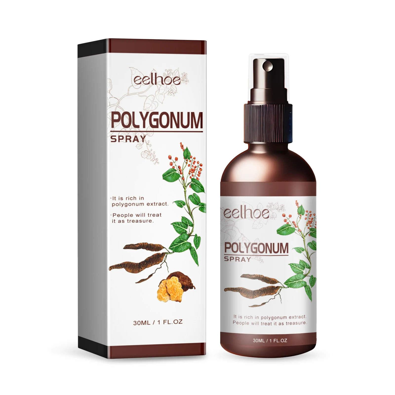 EELHOE Black Spray for Hair Dye Polygonum Multiflorum White to Black Serum Scalp Treatment White Hair Cover Care Products