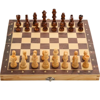 Wooden Folding Chess Set Felted Game Board