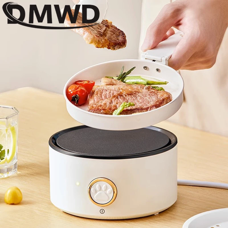 110V-240V Electric Split Cooking Pot Foldable Multicooker Frying Pan Hotpot Food Steamer Rice Cooker Soup Maker Boiler For Trave