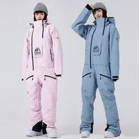 MUTUSNOW Men And Women's Warm One Piece Ski Suit Thickened Winter Waterproof Breathable Snowboard Jumpsuit Outdoor Snow Suit 1