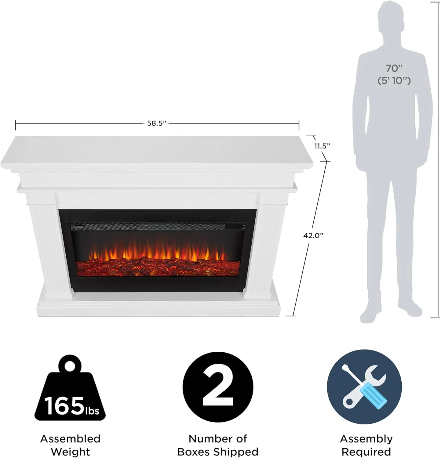 Beau 59" Landscape Electric Fireplace with Mantel for Living Room or Bedroom Replaceable Fireplace Insert Heater Timer 4