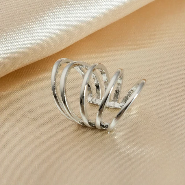 Boucles d'oreilles à Clip pour femmes et filles, 1 pièce, géométrie creuse arc-en-ciel, CZ, manchette, grimpeur, Cartilage, os, faux boucle d'oreille, Non Piercing