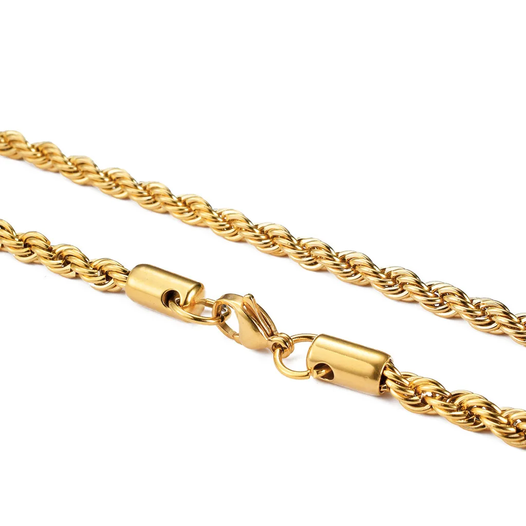 Rope Chain Necklaces 2/3/4/5/6 MM for Men Women Twisted Sigapore Links Choker Stainless Steel Jewelry